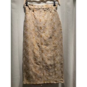 En Saison Khaki Floral Embroidered Midi Skirt New With Tags Womens Size S